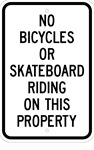 No Bicycles or Skateboarding sign