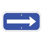 White Horizontal Arrow on Blue sign