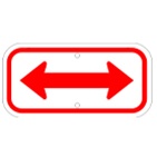 Red Horizontal Double Arrow on White sign