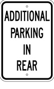 Additional Parking in Rear sign