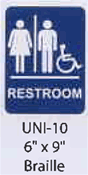 Unisex Men/Women symbols styrene sign with braille