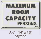 Maximum Room Capacity Styrene Sign