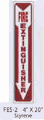 Fire Extinguisher (Down Arrow) Styrene Sign