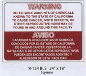 Warning Chemicals in California (English/ Spanish) styrene sign