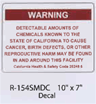 Warning Chemicals in California styrene sign