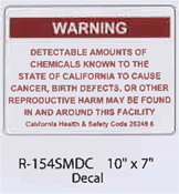Warning Chemicals in California styrene sign